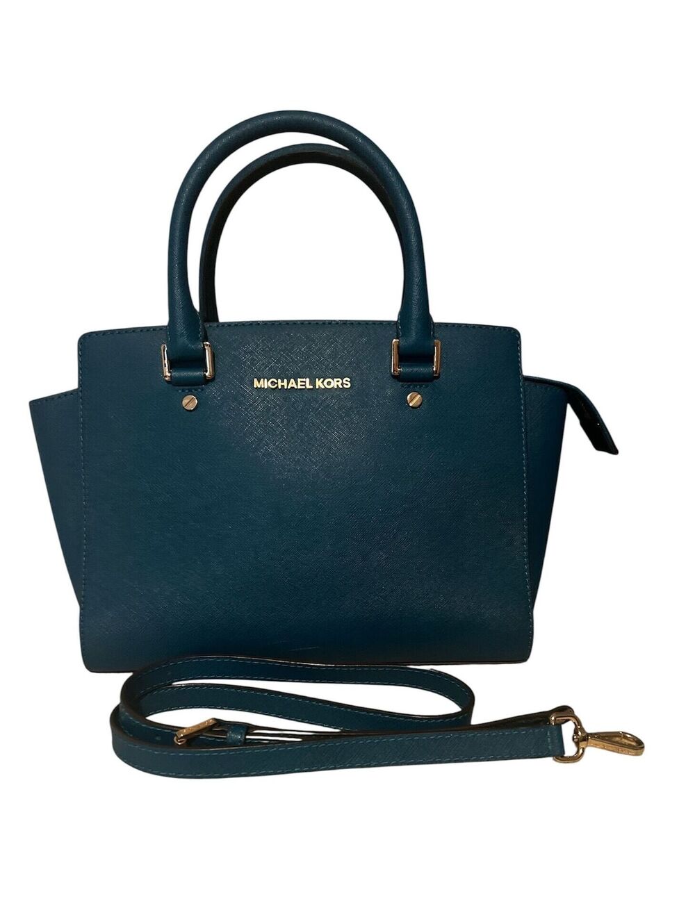 MK17. Michael Kors Selma satchel in saffiano leather with gold-tone hardware